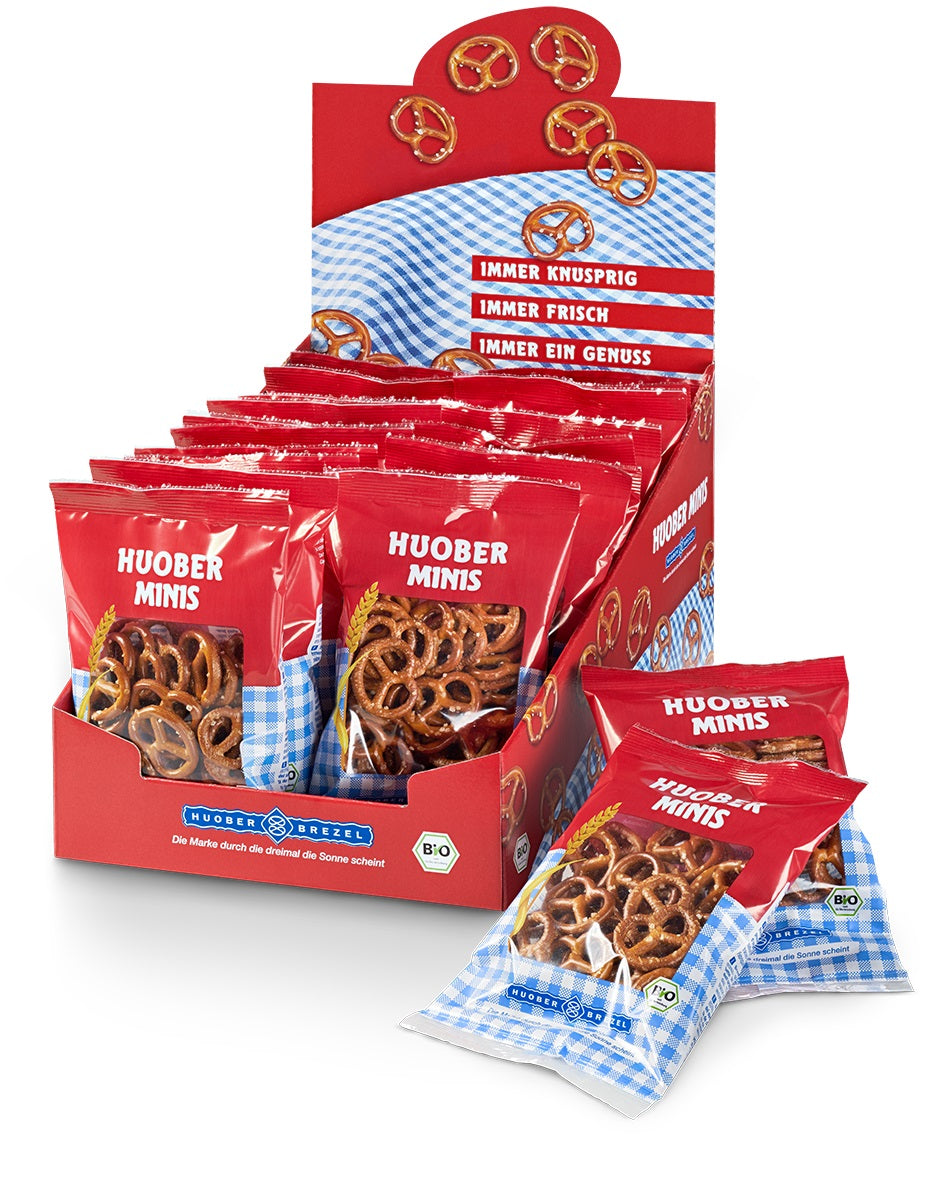 HUOBER Bio Mini Brezel 4 Displaykartons mit je 20 Beuteln à 40g-SOUNDFOOD-1-SOUNDFOOD