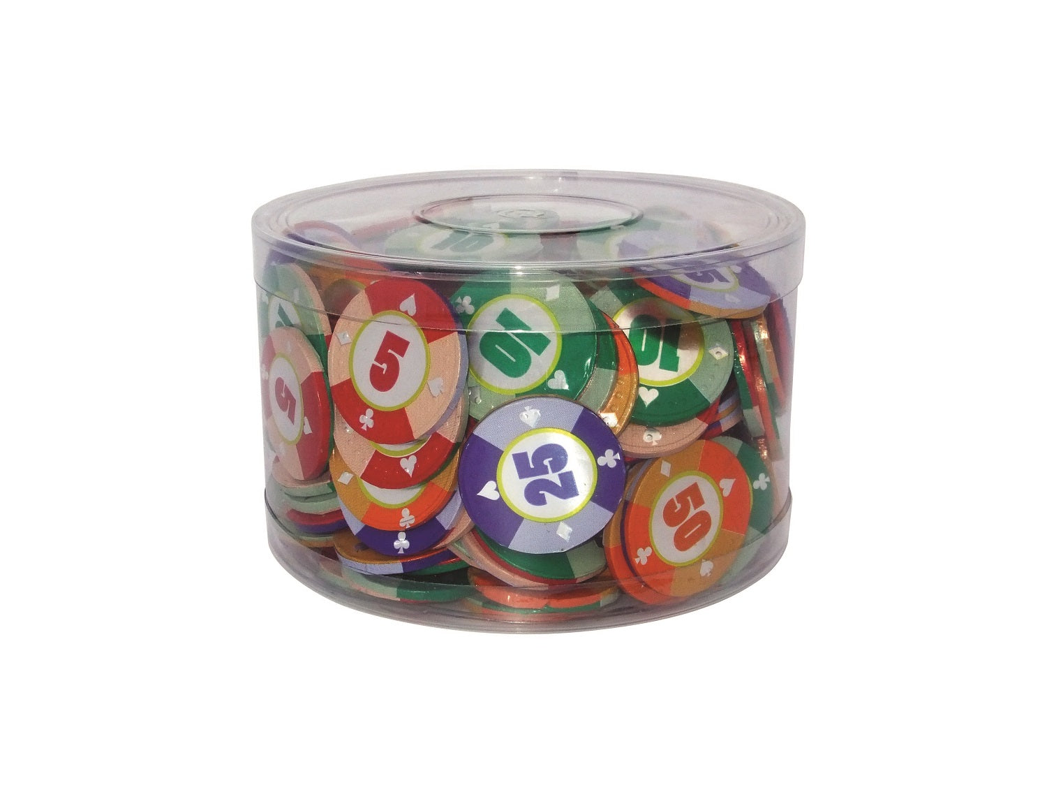 Casino Pokerchips aus Milchschokolade, 6 x 1 kg Dose (ca. 1111 Chips)-SOUNDFOOD-1-SOUNDFOOD